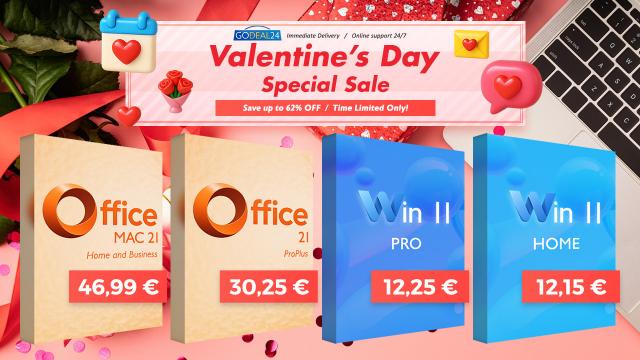 <b>Și PC-ul tău merită un cadou de Valentine's Day! Iată ce oferte speciale propune GoDeal24 pentru Windows 11 Pro</b>Timpul trece una-două și dacă până mai ieri ne reveneam după șocul că s-a terminat mini-vacanța de Crăciun și Revelion, acum suntem mai aproape de Valentine's Day. O sărbătoare care nu înseamnă doar iubire, înseamnă și reduceri