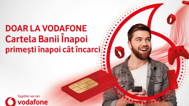 <b>Vodafone anunță campania "Cartela Banii Înapoi", cu suma plătită la reîncărcare oferită în contul tău sub formă de credit pentru vouchere </b>Ceva interesant sosește astăzi de la Vodafone România, sub forma campaniei promoționale intitulate "Cartela Banii Înapoi". E descrisă drept un produs preplătit unic în România prin care la orice reîncărcare a cartelei tale cu minimum 6 euro credit