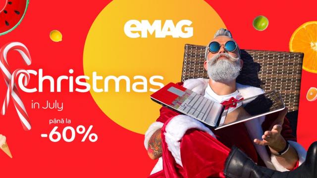 <b>Christmas in July: o nouă campanie de oferte începe la eMAG mâine dimineaţă (13 iulie 2021)</b>Nu ar trebui să vă sperie nici faptul că mâine e marţi 13 şi nici faptul că ni se propune o nouă serie de oferte... de Crăciun în iulie. eMAG porneşte mâine dimineaţă la prima oferă seria de oferte Christmas în July şi avem pentru voi câteva dintre produs