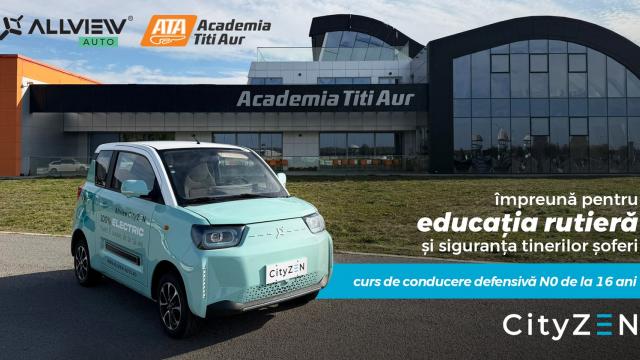 <b>Allview CityZEN intră în programul „Nivel Zero” de la Academia Titi Aur; Curs de educație rutieră pentru tinerii de 16 ani</b>Allview Auto, divizia de mobilitate electrică a Visual Fan, a anunțat un parteneriat cu Academia Titi Aur (ATA), instituție cunoscută pentru cursurile de conducere defensivă. Odată cu această colaborare, vehiculele electrice Allview CityZEN vor fi