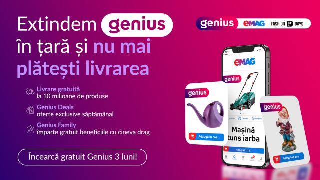 <b>eMAG Genius se extinde în 300 localităţi din România; Ce beneficii aduce?</b>eMAG începe luna aprilie cu o veste bună şi anume faptul că extinde disponibilitatea serviciului Genius în noi localităţi din România. E vorba despre 300 de localităţi din întreaga ţară, iar detalii găsiţi mai jos.