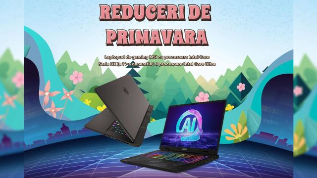 <b>Reduceri de primăvară pentru laptopuri MSI: gaming, productivitate şi şcoală</b>MSI a început o serie de reduceri de primăvară, care acoperă laptopurile sale şi e vorba despre o plajă largă de produse aici. Fie că vrei laptop pentru şcoală, pentru gaming, pentru productivitate. Am ales o serie de produse atractive şi le găsiţi