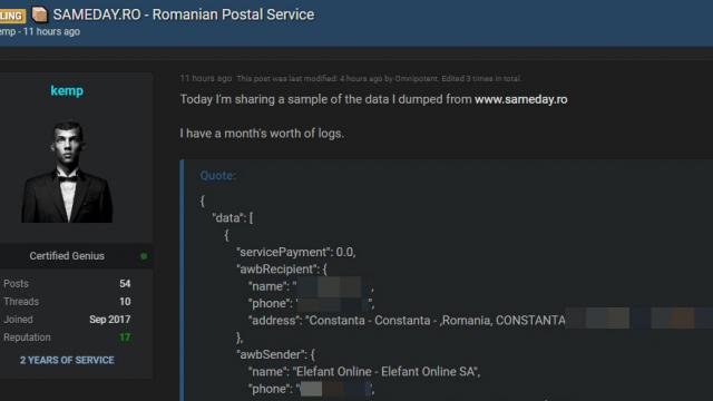<b>[UPDATE Poziție oficială] Sameday Curier a fost spart de hackeri, iar datele tale ar putea fi compromise</b>În aceste zile activitatea noastră, a multora s-a mutat online şi ca atare a crescut mult volumul informaţiilor traficate prin serverele din toată lumea. E un prilej şi ca hackerii să fie mai activi, făcând victime inclusiv pe plan local. Aflăm de blogger