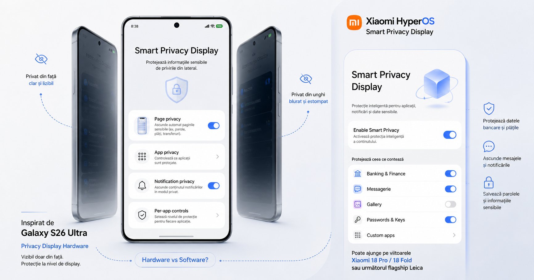 Confirmat 100%: Privacy Display ca pe S26 Ultra și pe Xiaomi 18 (Pro sau Ultra?); Dovezile apar în HyperOS 4.0