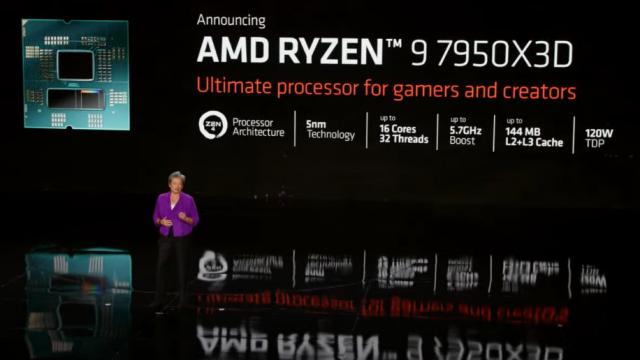 <b>CES 2023: AMD anunţă procesoarele Ryzen 9 7950X3D, 7900X3D şi Ryzen 7 7800 X3D</b>La CES 2023 nu au debutat doar laptopuri, televizoare, tablete, electrocasnice, ci şi procesoare. Pe de o parte îi avem pe cei de la Intel cu cele mai noi procesoare Gen 13 pentru terminale mobile, apoi AMD a prezentat noi variante de cipseturi 