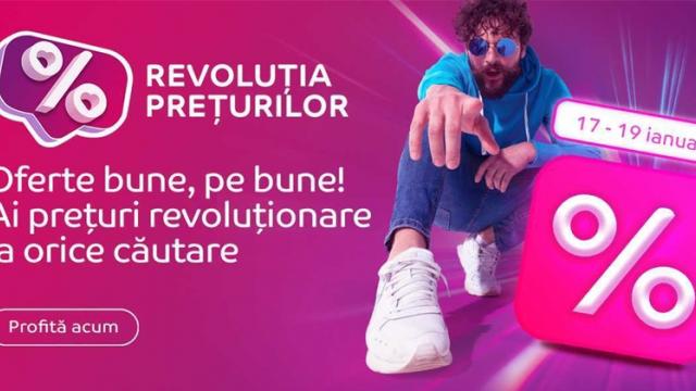 <b>A început Revoluția Prețurilor pe eMAG, cu discounturi atractive în perioada 17-19 ianuarie; Galaxy A52s la ofertă, cel mai ieftin Smart TV Mini-LED, laptop de gaming sub 3000 lei</b>După „cea mai tristă zi din an” aka „Blue Monday”, eMAG a dat startul unei campanii cu reduceri care ne face să uităm de vremea mohorâtă de afară. Ni se promit prețuri revoluționare și „oferte bune, pe bune”, conform bannerelor afișate pe site