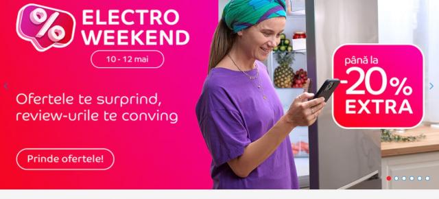 A zis cineva EXTRA REDUCERI?! Profită de codurile promoționale eMAG Electro Weekend în perioada 10-12 mai