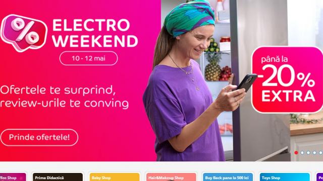 <b>A zis cineva EXTRA REDUCERI?! Profită de codurile promoționale eMAG Electro Weekend în perioada 10-12 mai</b>Este un final de săptămână mohorât și cu toate că vremea părea să anunțe sosirea verii, mai avem iată o repriză de temperaturi mai scăzute pentru această perioadă a anului și ploaie totodată. Vom sta în casă zilele acestea și ce sună mai bine 