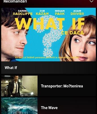 Capturi ecran aplicație Vodafone TV
