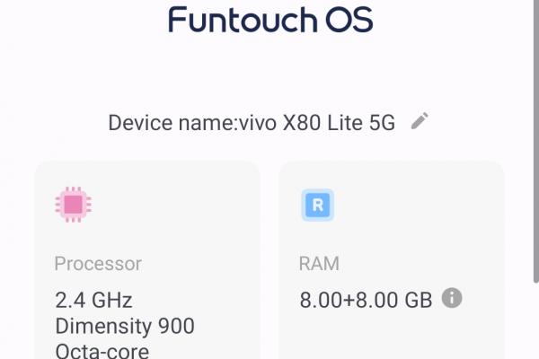 Screenshots interfață grafică vivo X80 Lite