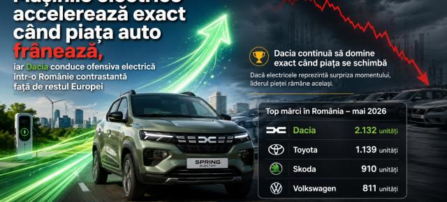 Mașinile electrice accelerează exact când piața auto frânează, iar Dacia conduce ofensiva electrică într-o Românie contrastantă față de restul Europei
