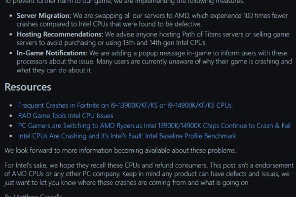 Alderon Games - Acuzație la adresa CPU-urilor Intel