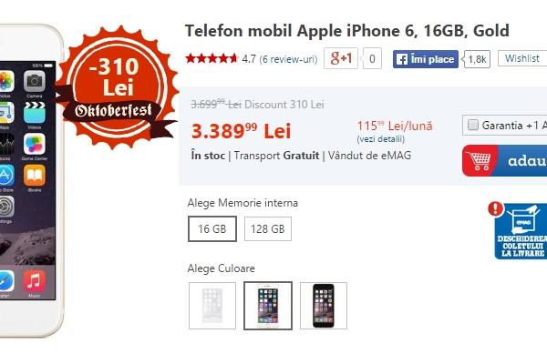 Iată ce reduceri atractive mai sunt prezente În campania eMAG Oktoberfest; iPhone 6 scade sub pragul de 3.400 lei