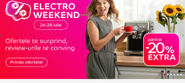 Ultima ediție Electro Weekend din luna iulie este aici, cu reduceri extra de până la 20%! Smartwatch-uri, televizoare și smartphone-uri în ofertă!