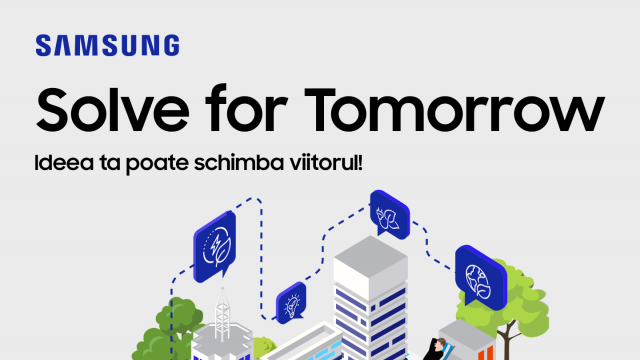 <b>Elevii de liceu se pot înscrie la competiţia Solve for Tomorrow by Samsung România, care aduce împreună tehnologia, educaţia, soluţii sustenabile</b>Samsung România a pornit o competiţie naţională numită Solve for Tomorrow, destinată elevilor de liceu cu vârste între 16 şi 18 ani. E vorba despre o îmbinare a tehnologiei cu educaţia, soluţiile eficiente şi sustenabile