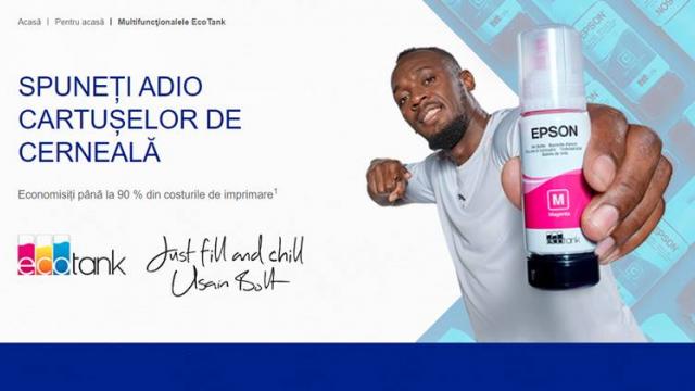 <b>Cel mai rapid om din lume, Usain Bolt, este acum imaginea brandului EPSON în Europa; Promovează printarea EcoTank fără cartușe într-un spot publicitar</b>De-a lungul anilor am avut multe colaborări surpriză în zona tech, dintre companii și cluburi de fotbal, sportivi sau actori, iar cum descoperim detalii despre noua imagine a brandului EPSON în Europa. Nimeni altul decât 