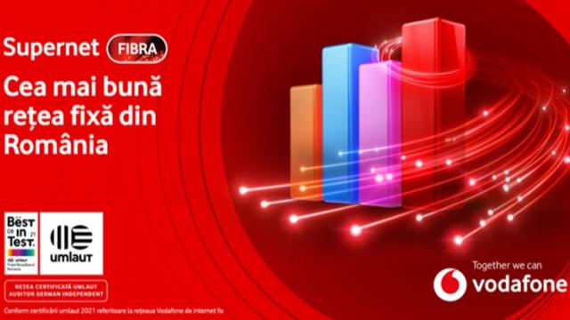 <b>Vodafone Supernet Fibră este certificat drept cel mai bun serviciu de Internet fix din România (Certificare umlaut)</b>După mai bine de un an de muncă şi şcoala de acasă, utilizarea unei conexiuni de Internet fix de încredere a devenit vitală. Avem nevoie de viteză, o conexiune stabilă şi un provider de încredere. Vodafone Supernet Fibră se califică