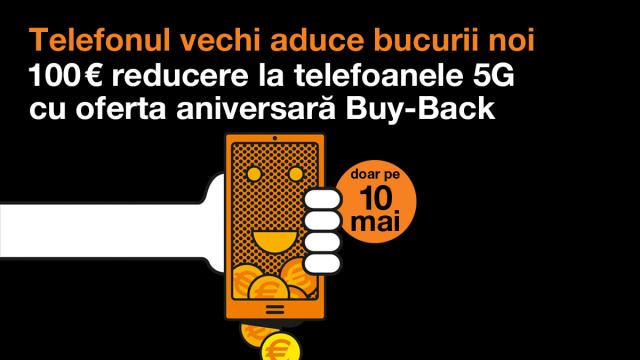 <b>Campanie flash Orange Buy-Back: pe 10 mai ai voucher garantat de 100 euro pentru fiecare telefon vechi evaluat la minimum 10 euro</b>Dacă ai în plan să îți cumperi un telefon nou, îți recomand să notezi data de 10 mai în calendar, pentru că este ziua în care la orice telefon vechi adus în magazinele Orange și evaluat la minimum 10 euro tu vei primi un voucher garantat
