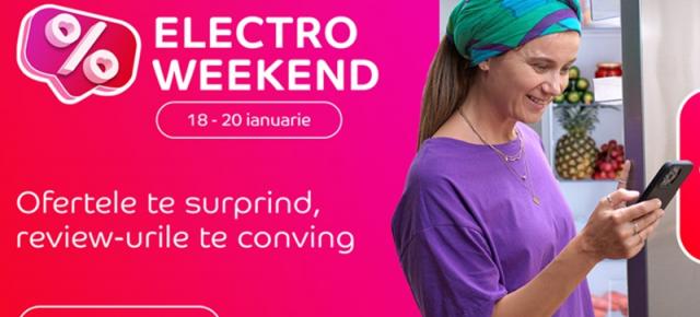 Electro Weekend revine la eMAG în perioada 18-20 ianuarie cu extra reduceri la telefoane Samsung, televizoare și electrocasnice