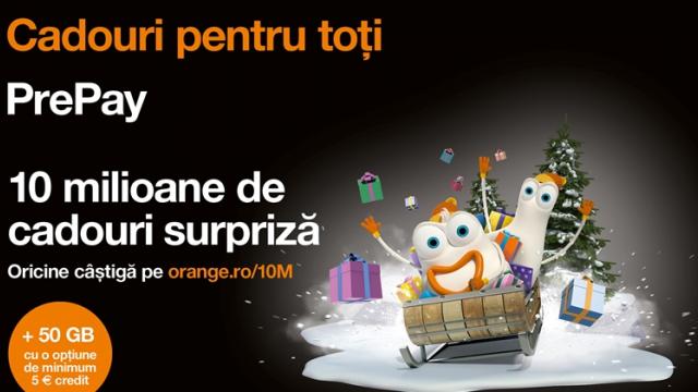 <b>De sărbători, Orange PrePay vine cu 10 milioane de cadouri surpriză: net bonus și un joc cu Millidge şi Doig</b>Acest final de săptămână ne aduce și o nouă promoție marca Orange PrePay în cadrul căreia se pot câștiga unul dintre cele 10 milioane de cadouri surpriză prin simpla accesare a paginii orange.ro/10M