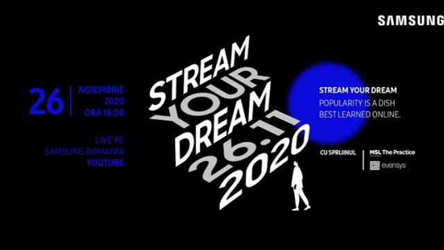 <b>Devino următorul mare YouTuber cu Stream Your Dream; Samsung porneşte conferinţa creatorilor de conţinut azi la ora 18:00</b>Samsung organizează astăzi cea de-a şasea ediţie a lui Stream Your Dream, o conferinţă care va fi transmisă live pe canalul de YouTube Samsung România. Totul începe la ora 18:00 şi e vorba despre o platformă dedicată creatorilor de conţinut care vor să