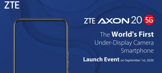 ZTE Axon 20 5G va debuta pe 1 septembrie drept primul telefon cu camera selfie integrată sub ecran