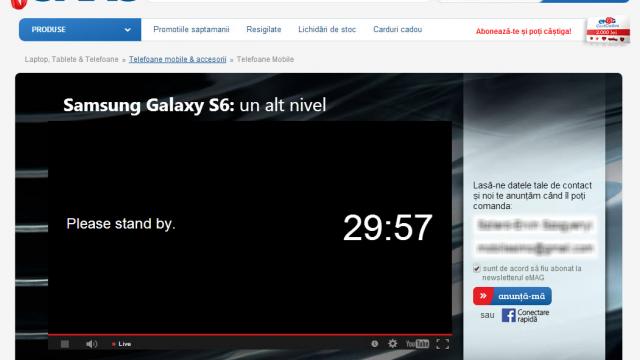 <b>Samsung Galaxy S6 are deja pagina de precomandă la eMAG.ro</b>Samsung Galaxy S6 a primit deja o pagină dedicată pe eMAG.ro, pe care se afă numărătoarea p&acirc;nă la debutul evenimentului sau de lansare. Aceasta pagină va deveni una de precomandă de &icirc;ndată ce telefonul e lansat. &nbsp; &Icirc;n plus,...