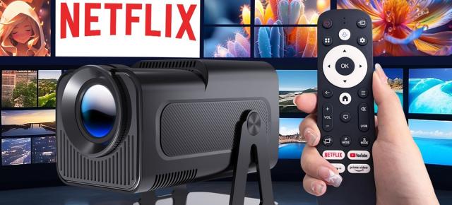 E LUNI e AMAZON: Mini proiector 4K Nonete cu Android, WiFi 6, Bluetooth 5.2 și rotație 270° – cinema acasă fără cabluri și bătăi de cap