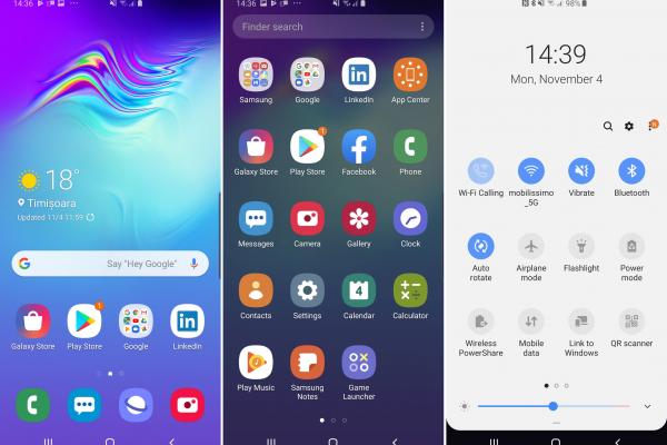 Interfață grafică Samsung Galaxy S10 5G (capturi de ecran)