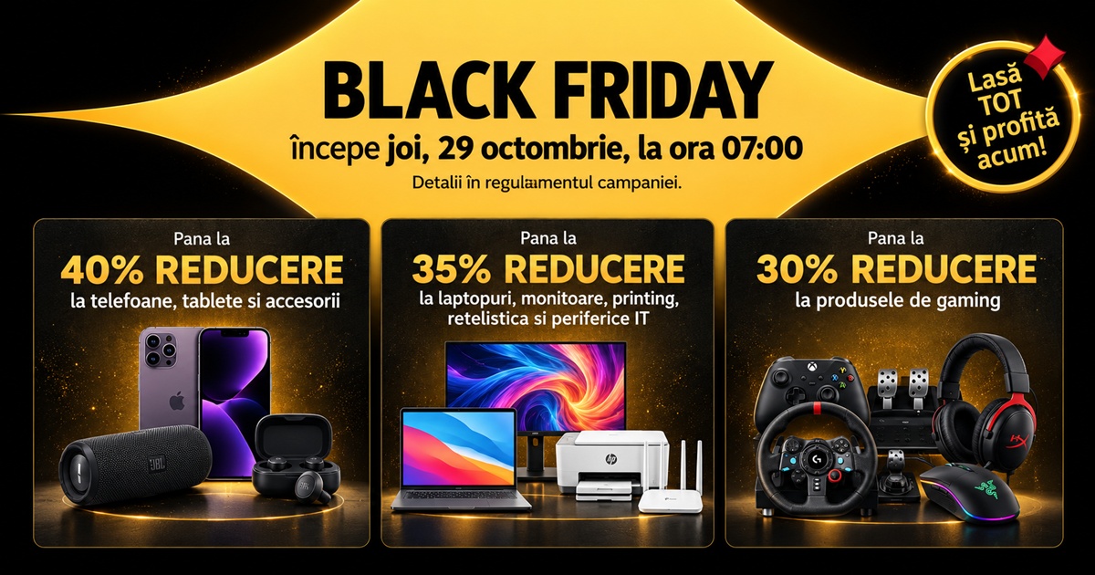 Black Friday 2026 la Altex: Top 5 produse la reducere din primul val de oferte