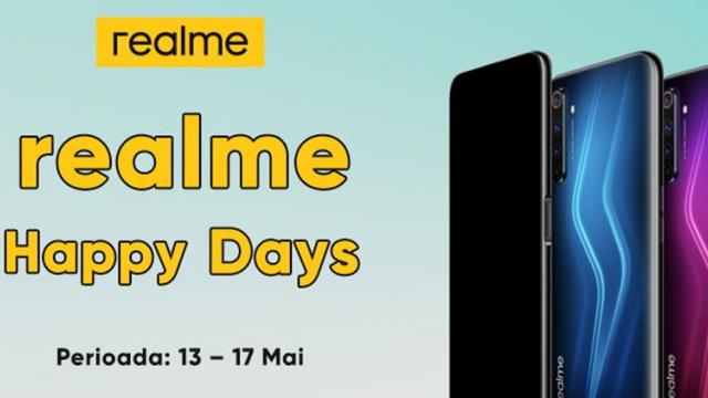 <b>Realme anunţă ofertele Happy Days, cu preţuri bune la o gamă variată de telefoane</b>Realme ne anunţa astăzi că a debutat seria de oferte Happy Days, cu preţuri bune la o gamă variată de telefoane. Aceasta campanie se aplică la produsele vândute de eMAG, PC Garage, Cel şi evoMAG