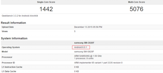 Android 6.0 Marshmallow se află în teste pe Samsung Galaxy S6, conform unei scăpări din GeekBench