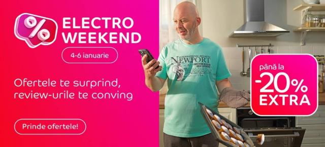 Electro Weekend la eMAG în perioada 4-6 ianuarie 2025: Smartphone-uri, tablete, gadget-uri,  electrocasnice mari și mici cu până la 20% reducere