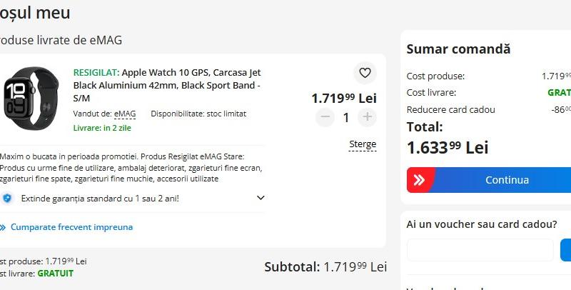 Apple Watch 10 GPS - resigilat: Apple Watch 10 GPS