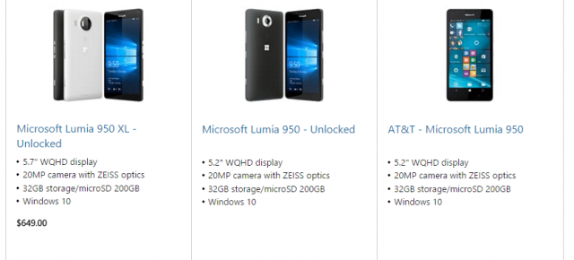 Lumia 950 este listat pe magazinul online Microsoft, semn că vânzările vor începe cât de curând