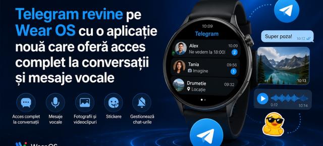 Telegram revine pe Wear OS cu o aplicație nouă care oferă acces complet la conversații și mesaje vocale