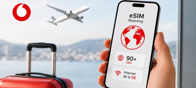 Vodafone EASY introduce eSIM Roaming pentru peste 90 de țări, cu pachete de internet disponibile de la 5 euro