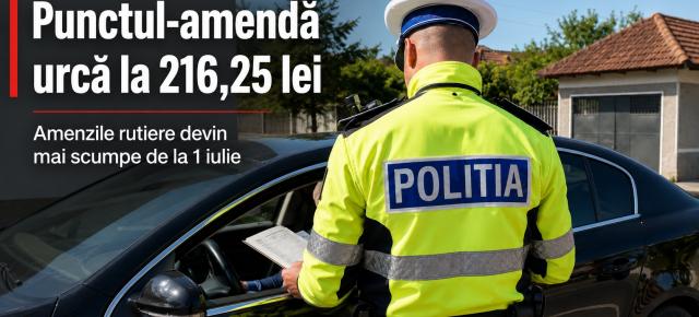Punctul-amendă urcă la 216,25 lei - amenzile rutiere devin mai scumpe de la 1 iulie