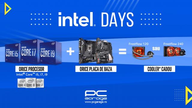 <b>PC Garage a dat startul campaniei “Intel Days: Te echipăm gratuit”; Cooler pe lichid cadou la achiziția unui procesor Intel Core și a unei plăci de bază</b>O campanie de succes a celor de la PC Garage este “Te echipăm gratuit”. Aflăm prin intermediul BF.ro că retailerul a dat startul unei noi campanii de acest fel, iar la achiziția unui procesor Intel Core i5, i7 sau i9 împreună cu o placă de bază