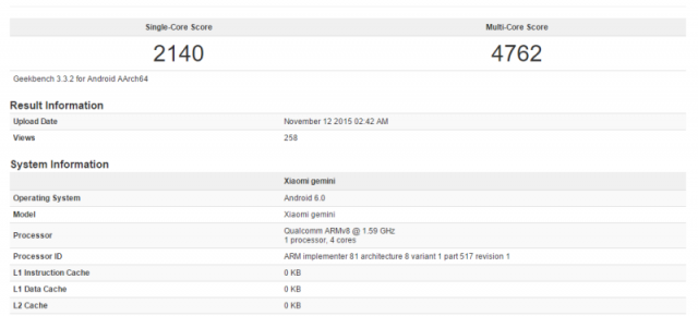 Xiaomi Gemini (Mi 5) își dezvăluie performanțele prin intermediul GeekBench; va sosi cu Snapdragon 820 la interior