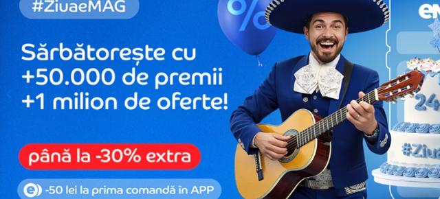 eMAG face cinste cu oferte speciale la aniversarea de 24 de ani! Până la 30% extra reducere și 50000 de cadouri
