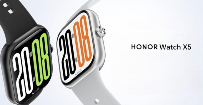 <b>HONOR Watch X5 anunţat: ceas cu ecran AMOLED mare, 120 moduri sport, certificare 5 ATM</b>HONOR Watch X5 a fost anunţat oficial alături de seria de telefoane HONOR 500 ieri, iar acum aflăm ce ne rezervă acest ceas. E vorba despre certificare 5 ATM şi IP68, dar şi 120 de moduri sport plus un ecran AMOLED mare. Pentru început produsul se vinde