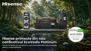 Hisense Europe obține prin Gorenje a doua medalie EcoVadis Platinum consecutivă – evaluarea acoperă mediul, condițiile de muncă, etica și achizițiile sustenabile