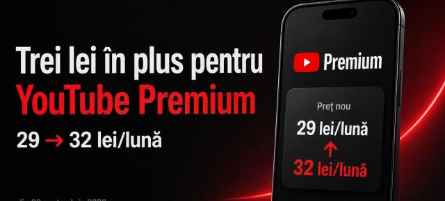 Trei lei în plus pentru YouTube Premium: cât va costa de acum planul Individual în România