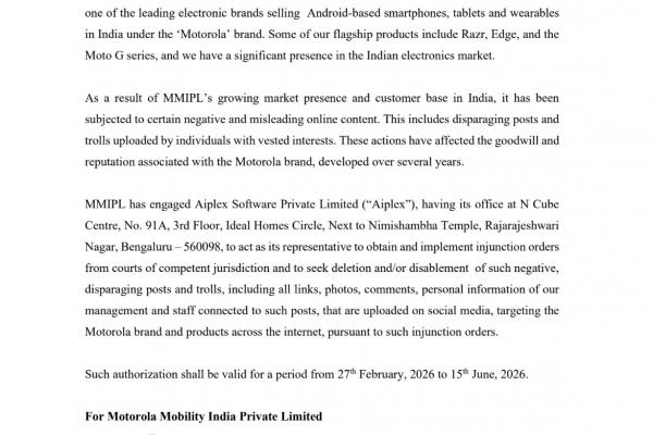 Motorola India, amenințări