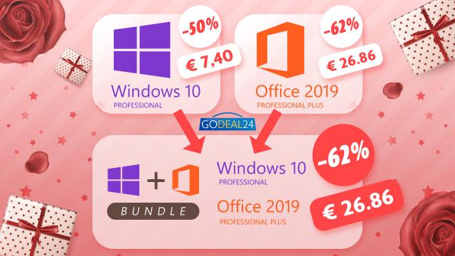 <b>(P) GoDeal24 vine cu reduceri speciale de 8 martie: Bundle Windows 10 Pro + Office 2019 Pro la 26.86 euro</b>Primăvara vine cu multe oferte speciale din partea retailerilor și în această perioadă nu veți găsi doar reduceri pentru produsele hardware, ci și pentru cele software după cum descoperim astăzi. Cei de la GoDeal24.com