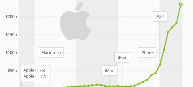 Iată cum au evoluat veniturile Apple în 40 de ani de istorie a companiei; De la 2 băieţi în garaj la 234 de miliarde de dolari pe an