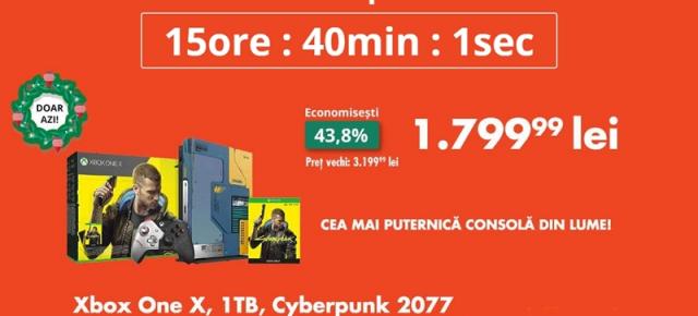 OCAZIA ZILEI pe FLANCO: Consolă Microsoft Xbox One X Cyberpunk 2077 Limited Edition la doar 1799 de lei!