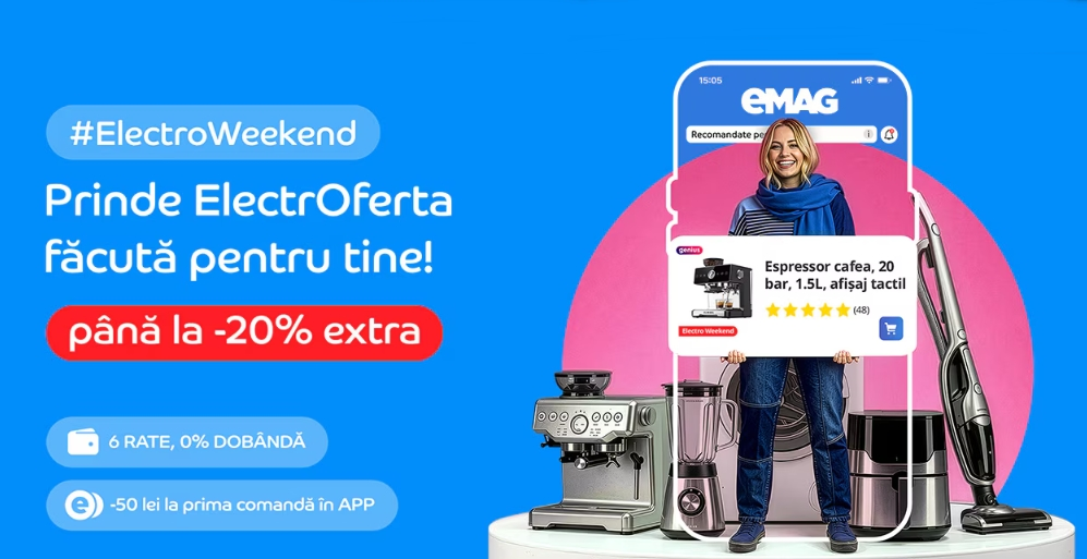 eMAG Electro Weekend vine cu extra reduceri tentante, ocazia ideală pentru cadourile de Valentine's Day