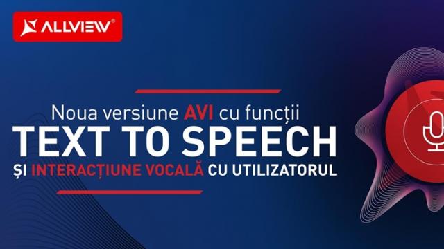 <b>Allview lansează noua versiune de AVI, cu interacţiune Text to Speech în limba română</b>De astăzi utilizatorii de terminale Allview își pot instala pe smartphone-uri noua versiune a asistentului vocal AVI, versiune ce aduce câteva noutăți interesante. Printre acestea avem și funcția text-to-speech care permite utilizatorului să 